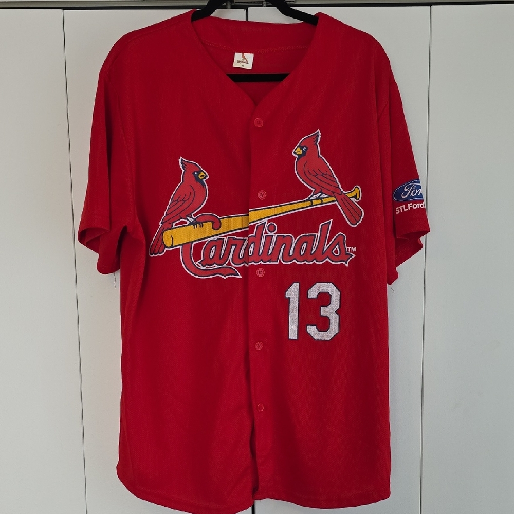 Red Cardinals Baseball Jersey Carpenter 13 Ford Logo